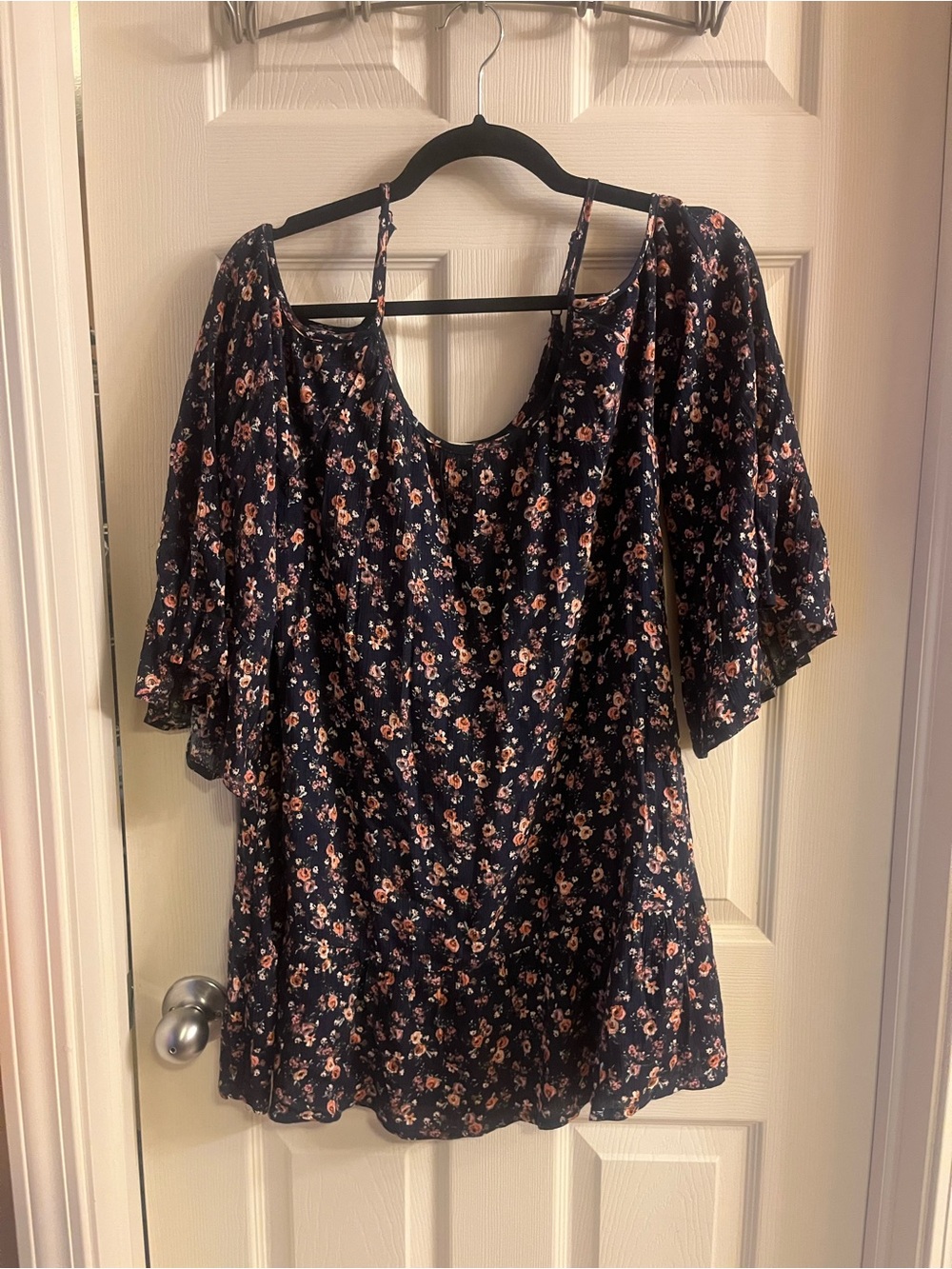 Altar'd State Navy Floral Mini Dress with Pink Blossom Print